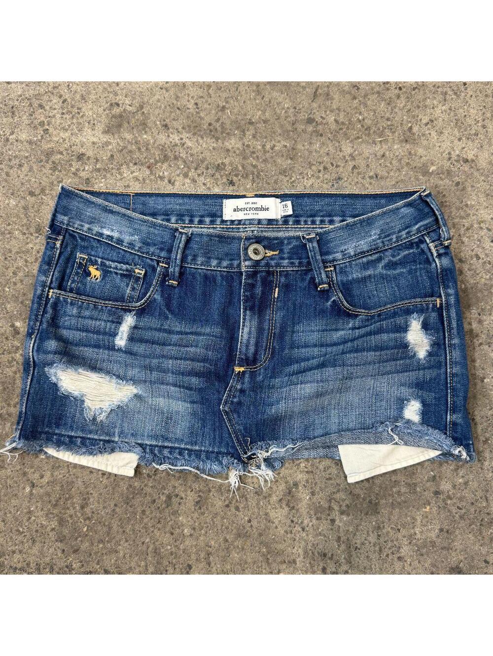 Vintage Y2K Denim Micro Mini Skirt Low Rise Abercrombie - Picture 1 of 6